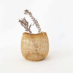 TORTOISE-yellow paper Kosuga Home Decor*Kosuga Bamboo Flower Baskets - Mayu And Oboro
