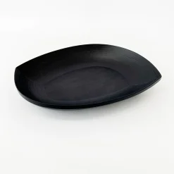 TORTOISE-yellow paper Bunaco Serving*No Waste Bunaco Leaf Shaped Plate - Black
