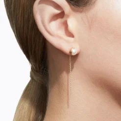 Tortoise-Shihara Jewelry*Shihara Half Pearl Chain Earring 45°