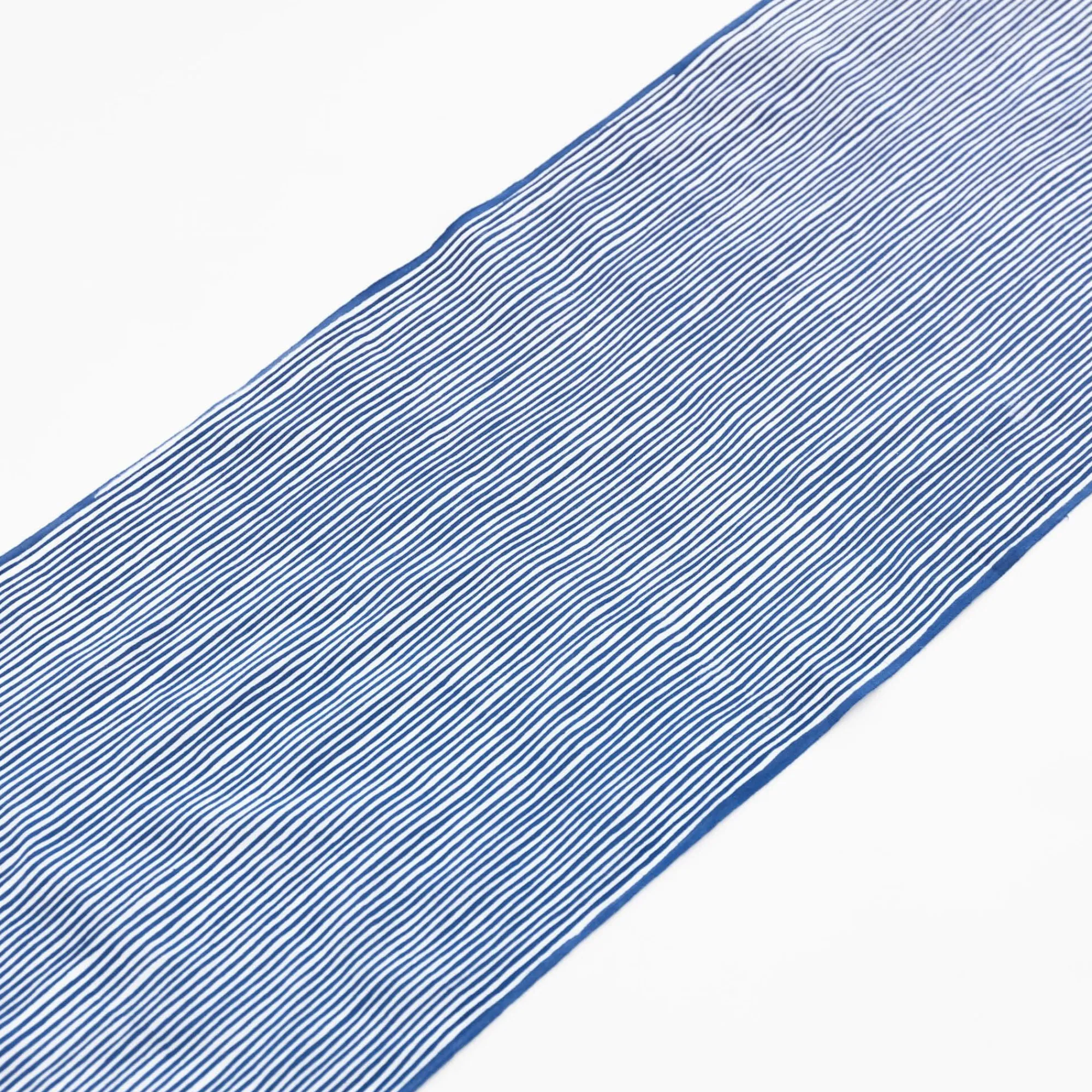 TORTOISE-Kamawanu Traditional*Tenugui - Blue Wavy Staggered Stripe