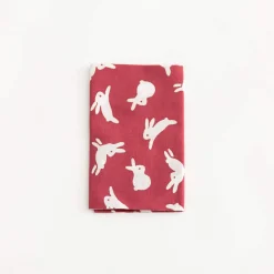 TORTOISE-Kamawanu Animals*Tenugui - Bunnies On Red